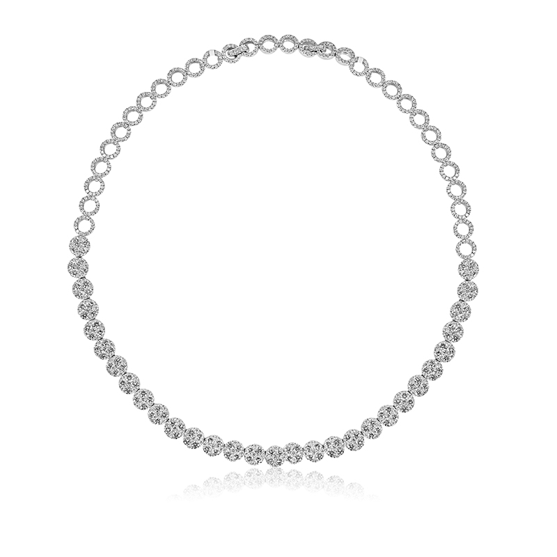 Contemporary Tennis Day Wear Diamond Necklace & Earrings